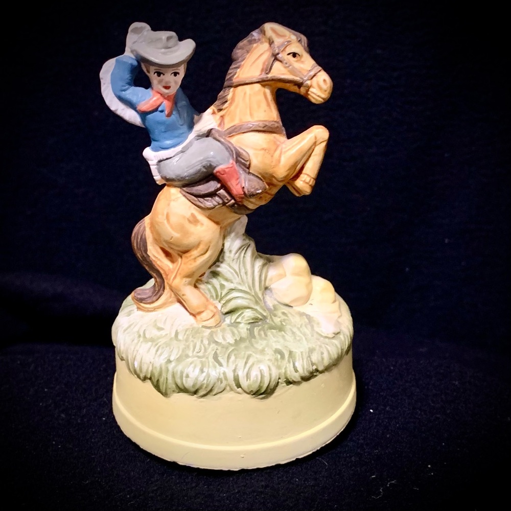 Vintage 1974 Japanese Rodeo Music Box – Cowboy on Rearing Horse